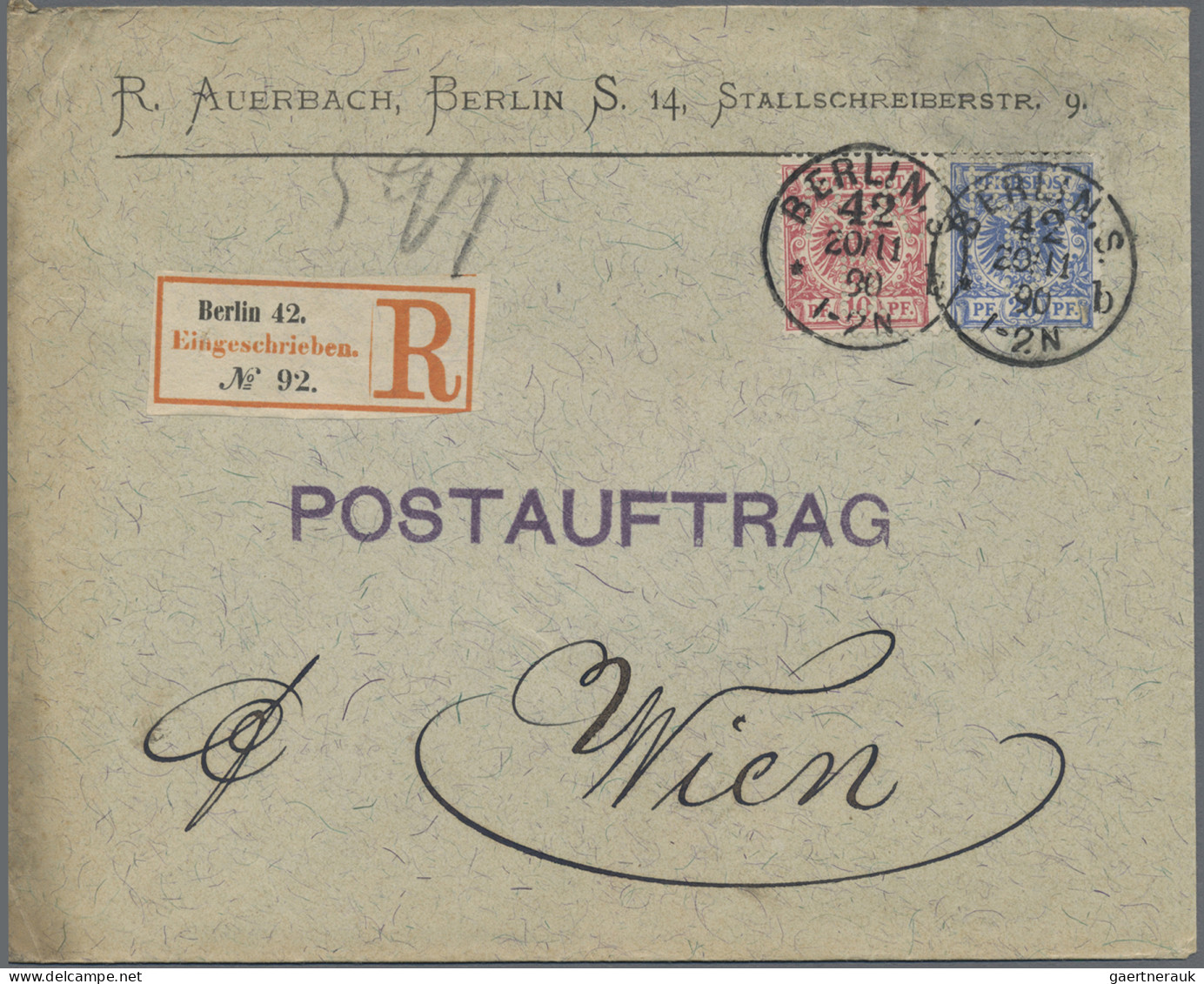 Deutsches Reich - Krone / Adler: 1890, Fünf Postaufträge Nach Wien, Teils Etwas - Sammlungen