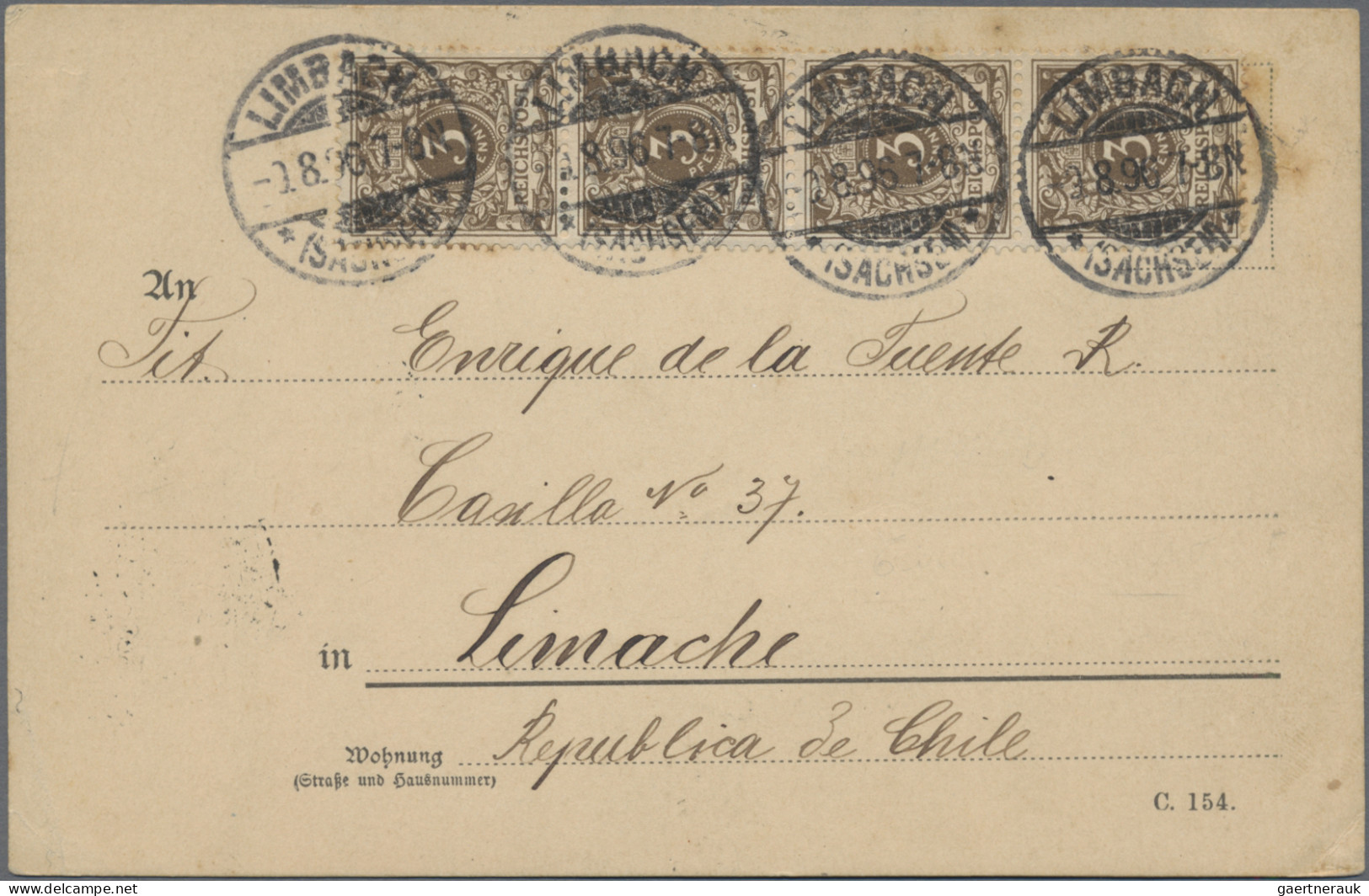 Deutsches Reich - Krone / Adler: 1890/1896, Destination Südamerika, Partie Von E - Collections