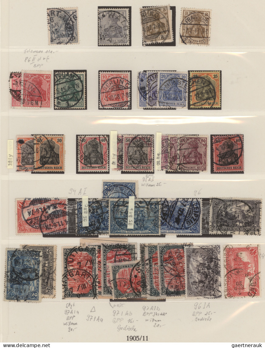 Deutsches Reich - Germania: 1900/19, Schöne Gestempelte Germania-Sammlung Mit Za - Collections