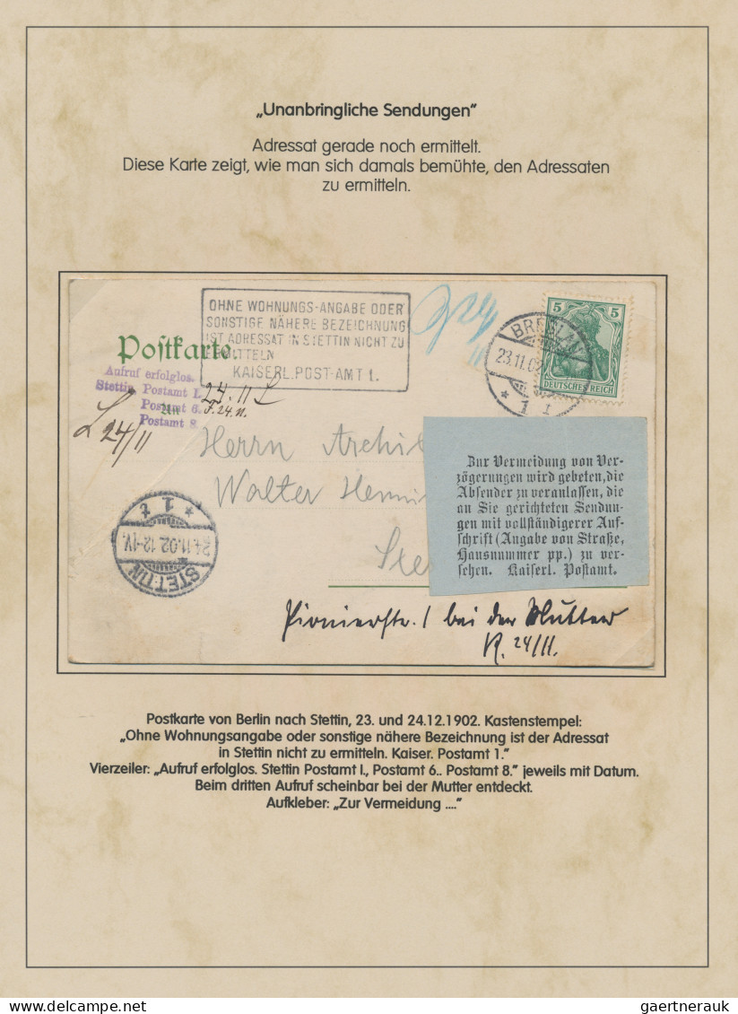 Deutsches Reich - Germania: 1900-1920 (ca), Germania-Ausgaben, unanbringliche Se