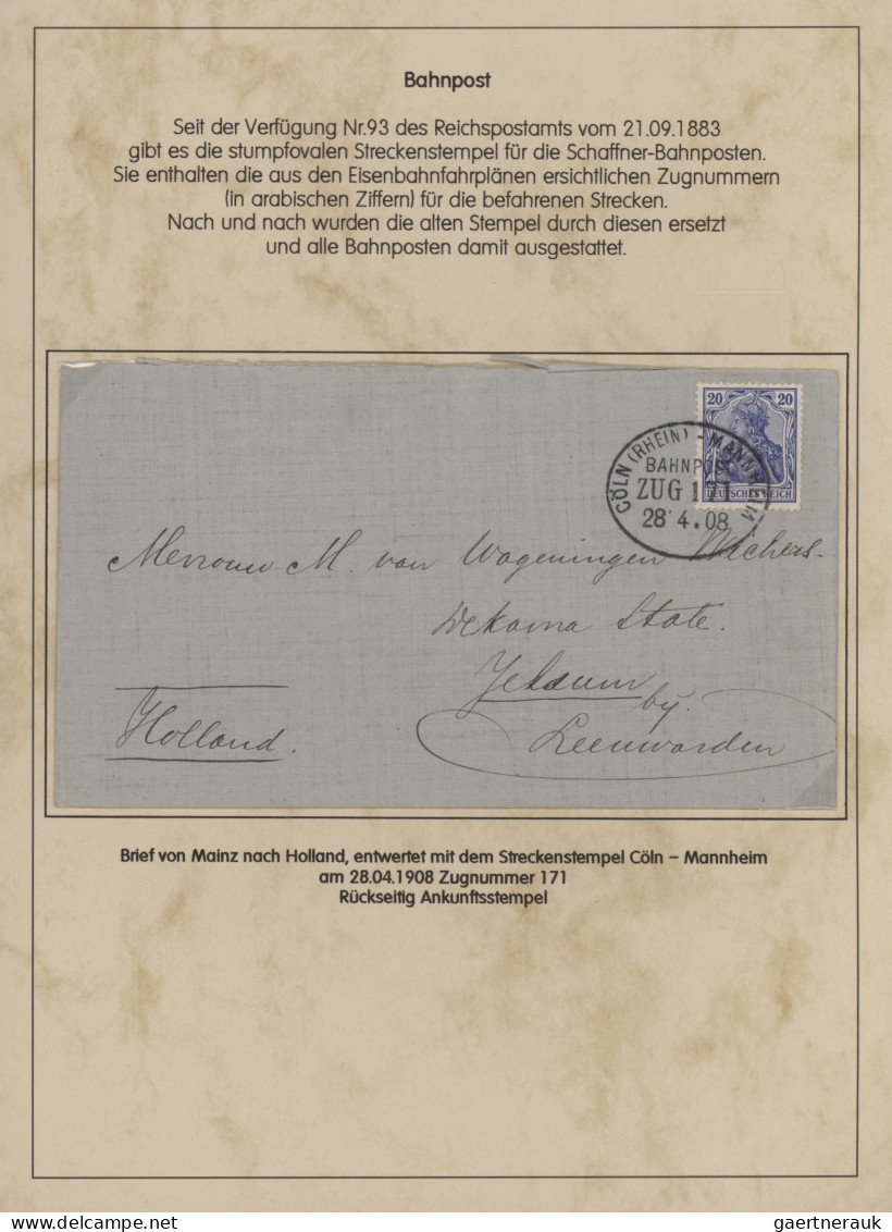 Deutsches Reich - Germania: 1900-1920, Germania-Ausgaben, Bahnpost, 42 Belege, I - Verzamelingen