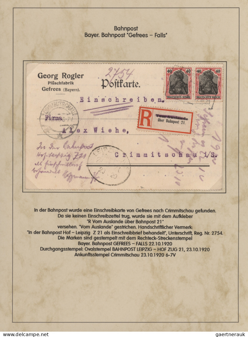 Deutsches Reich - Germania: 1900-1920, Germania-Ausgaben, Bahnpost, 42 Belege, I - Sammlungen