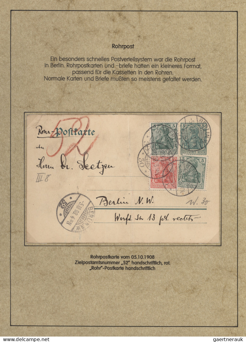 Deutsches Reich - Germania: 1900-1922, Germania-Ausgaben, 50 Belege Rohrpost, Am - Colecciones