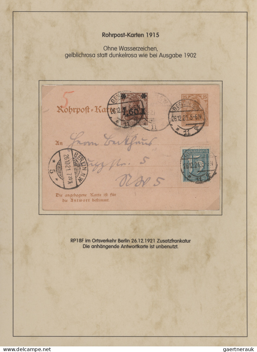 Deutsches Reich - Germania: 1900-1922, Germania-Ausgaben, 50 Belege Rohrpost, Am - Collections