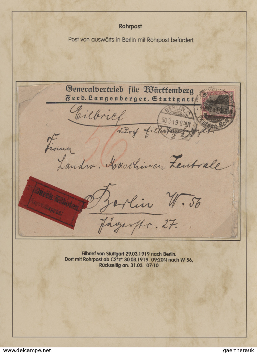 Deutsches Reich - Germania: 1900-1922, Germania-Ausgaben, 50 Belege Rohrpost, am