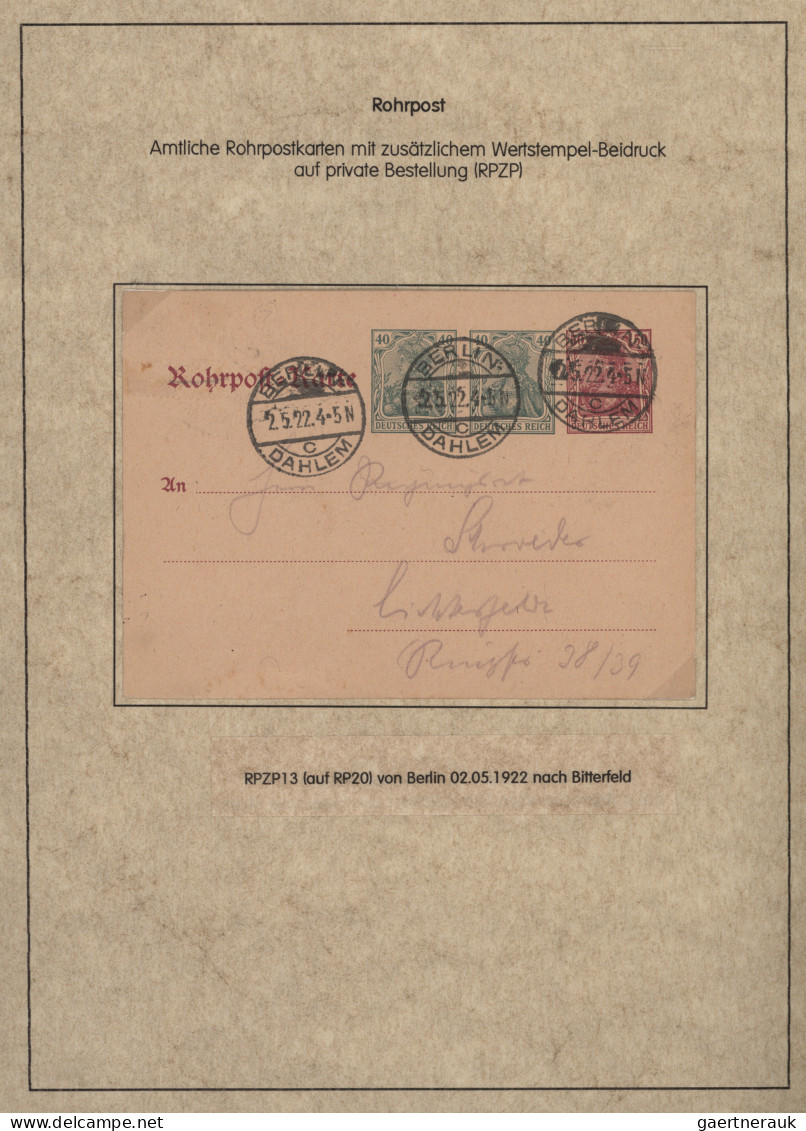 Deutsches Reich - Germania: 1900-1922, Germania-Ausgaben, 50 Belege Rohrpost, am