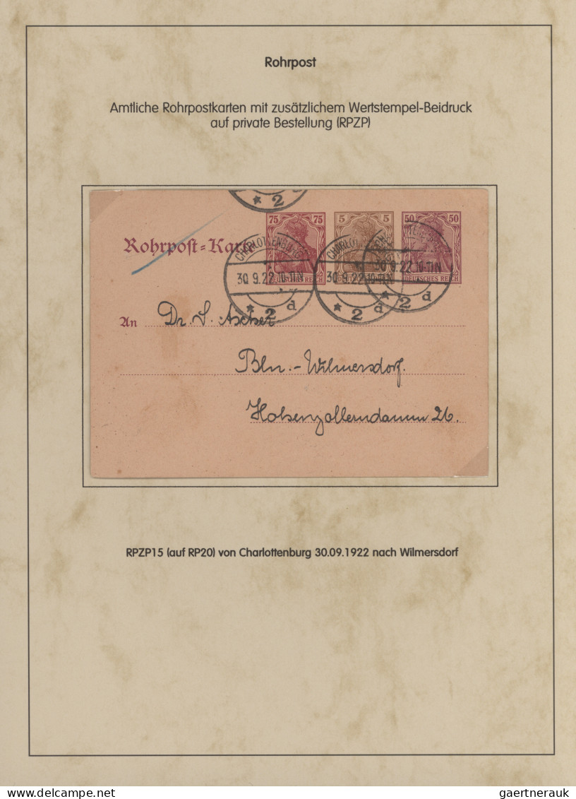 Deutsches Reich - Germania: 1900-1922, Germania-Ausgaben, 50 Belege Rohrpost, am