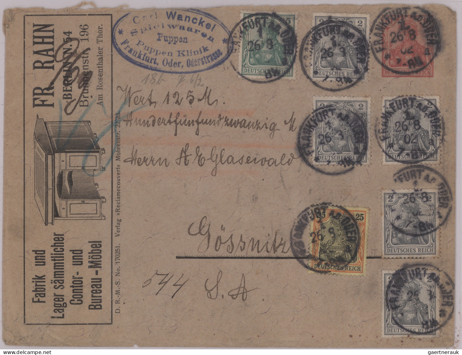 Deutsches Reich - Germania: 1901-1921, Germania-Ausgaben, Sammlung von 76 Privat