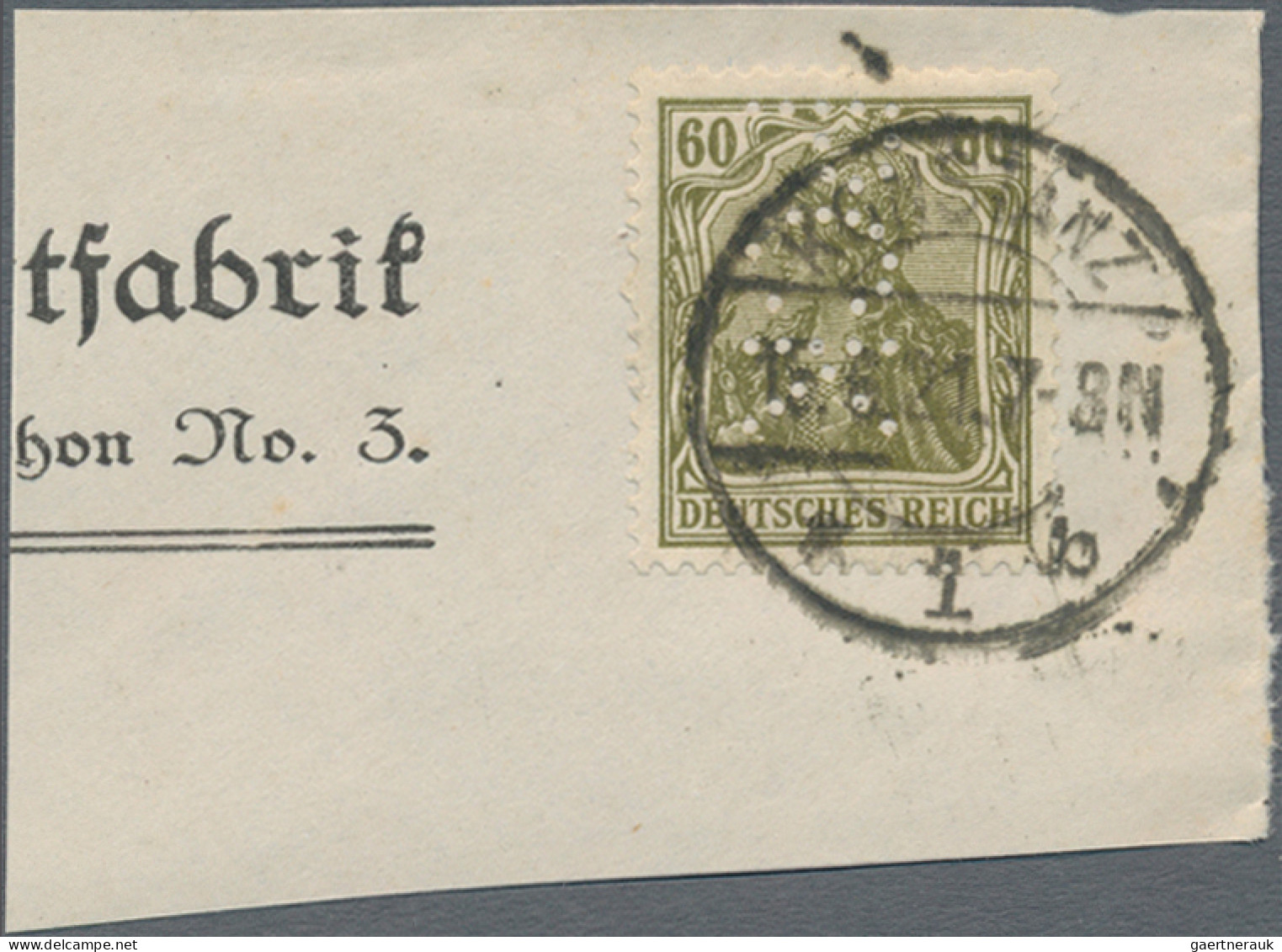 Deutsches Reich - Germania: 1910-1922 (ca), Germania-Ausgaben, Firmenlochungen,