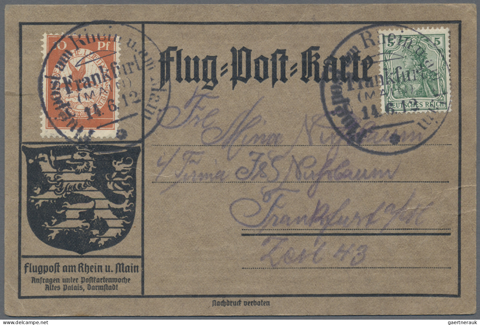 Deutsches Reich - Germania: 1912, Flugpost Rhein/Main, Partie Von Zehn Karten Mi - Collections