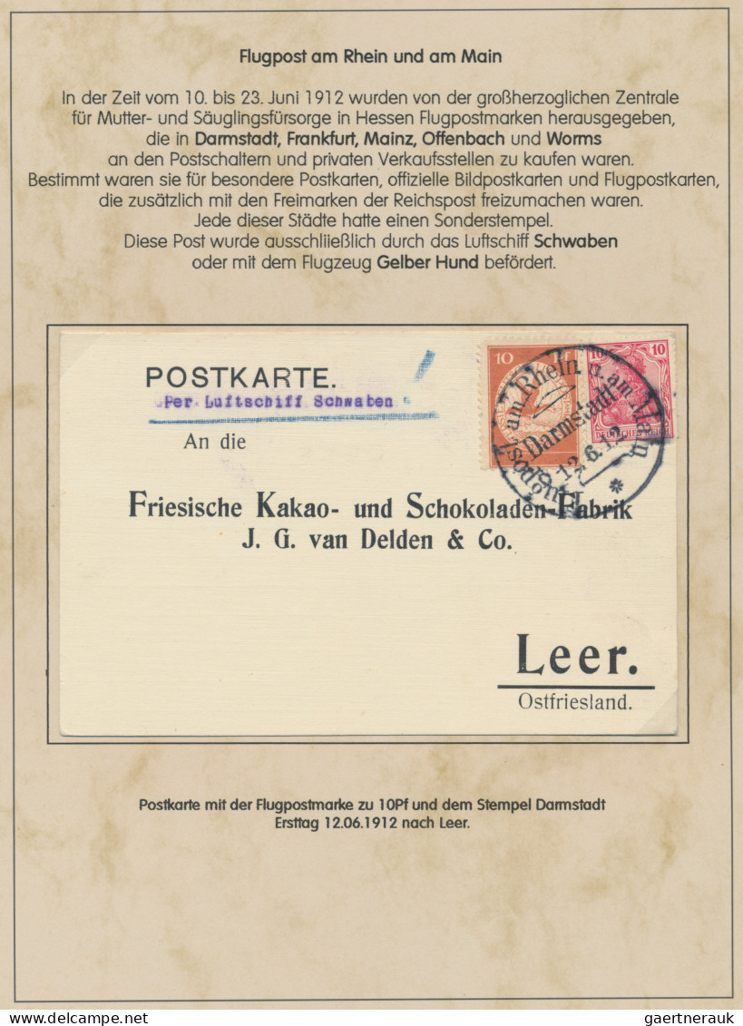 Deutsches Reich - Germania: 1912, Flugpost Rhein-Main, 10 Pfg. Auf Privater Post - Collections