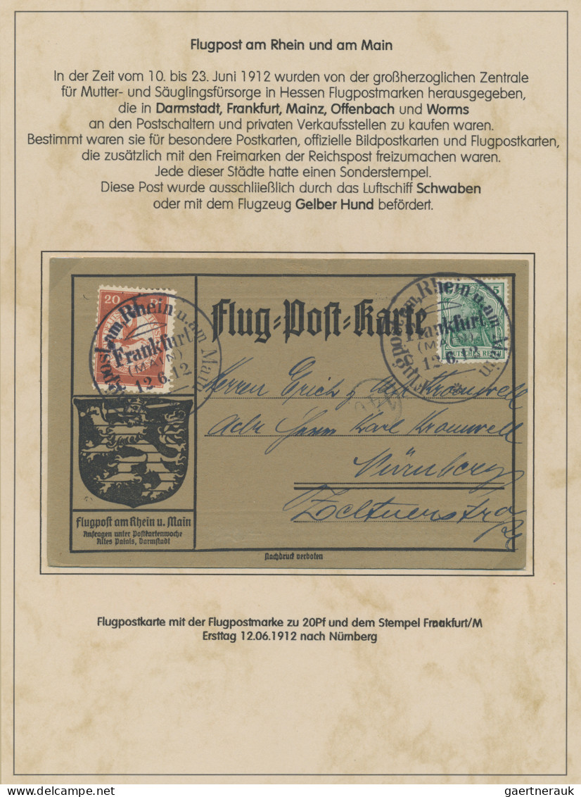 Deutsches Reich - Germania: 1912, Flugpost Rhein-Main, 10 Pfg. Auf Privater Post - Sammlungen