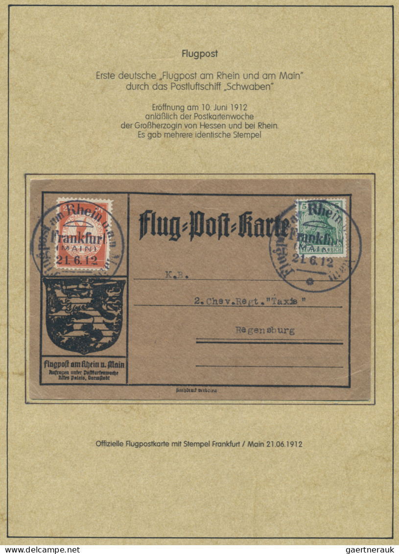 Deutsches Reich - Germania: 1912, Flugpost Rhein-Main, 10 Pfg. Auf Privater Post - Collections