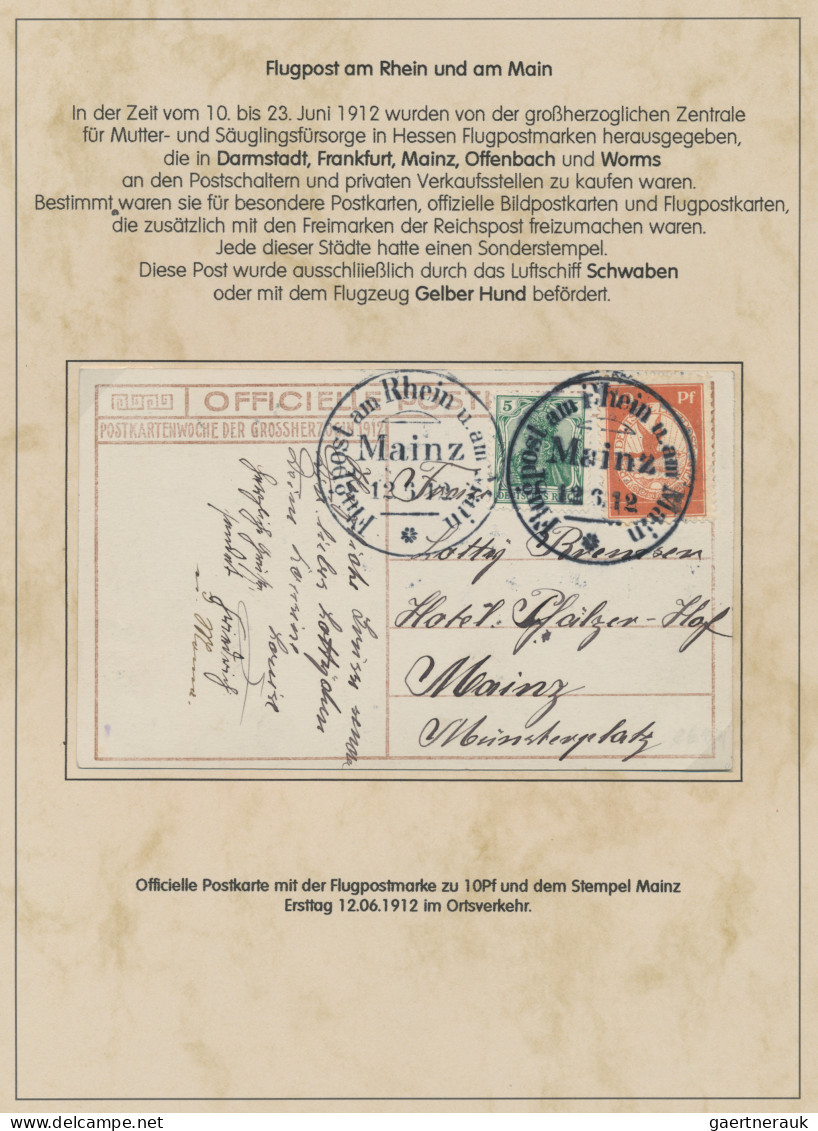 Deutsches Reich - Germania: 1912, Flugpost Rhein-Main, 10 Pfg. Auf Privater Post - Collections