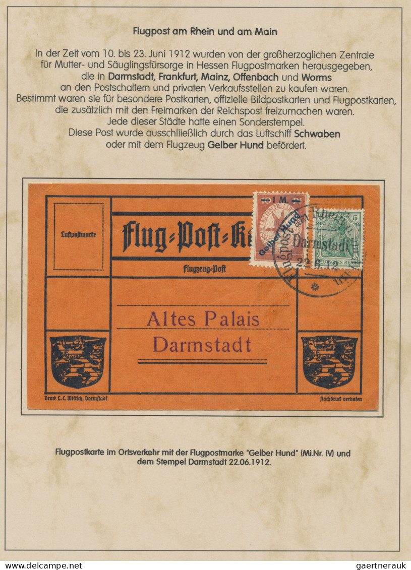 Deutsches Reich - Germania: 1912, Flugpost Rhein-Main, 10 Pfg. auf privater Post