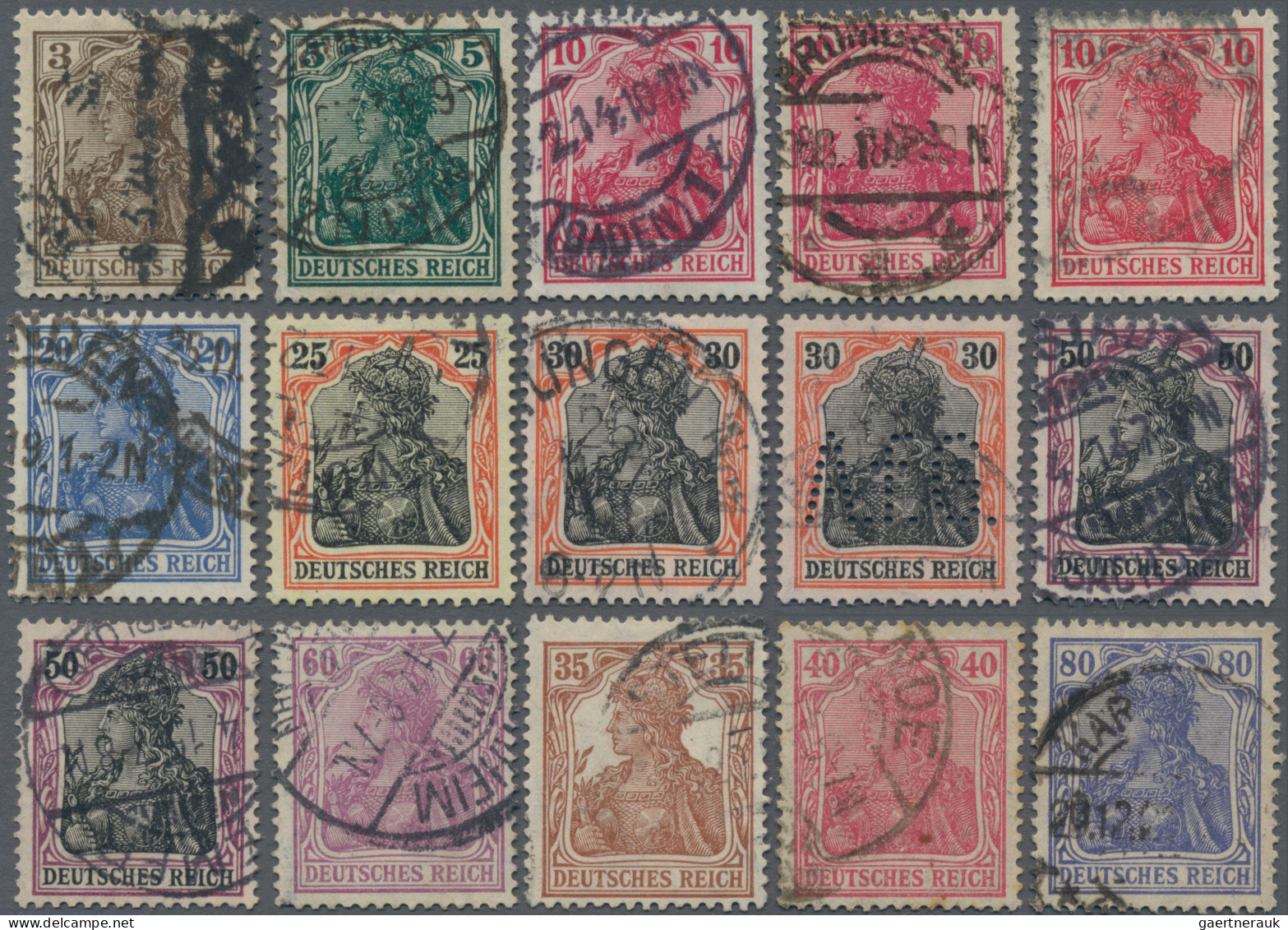 Deutsches Reich - Germania: 1914/1921, Lot Von 15 Gestempelten Marken: MiNr. 84 - Verzamelingen