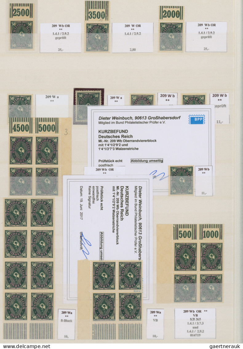 Deutsches Reich - Inflation: 1922/1923, Freimarken "Posthorn", Vorwiegend Postfr - Colecciones