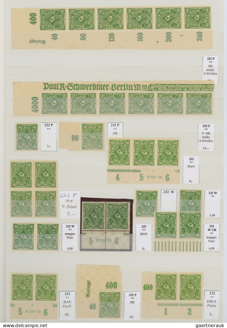 Deutsches Reich - Inflation: 1922/1923, Freimarken "Posthorn", vorwiegend postfr