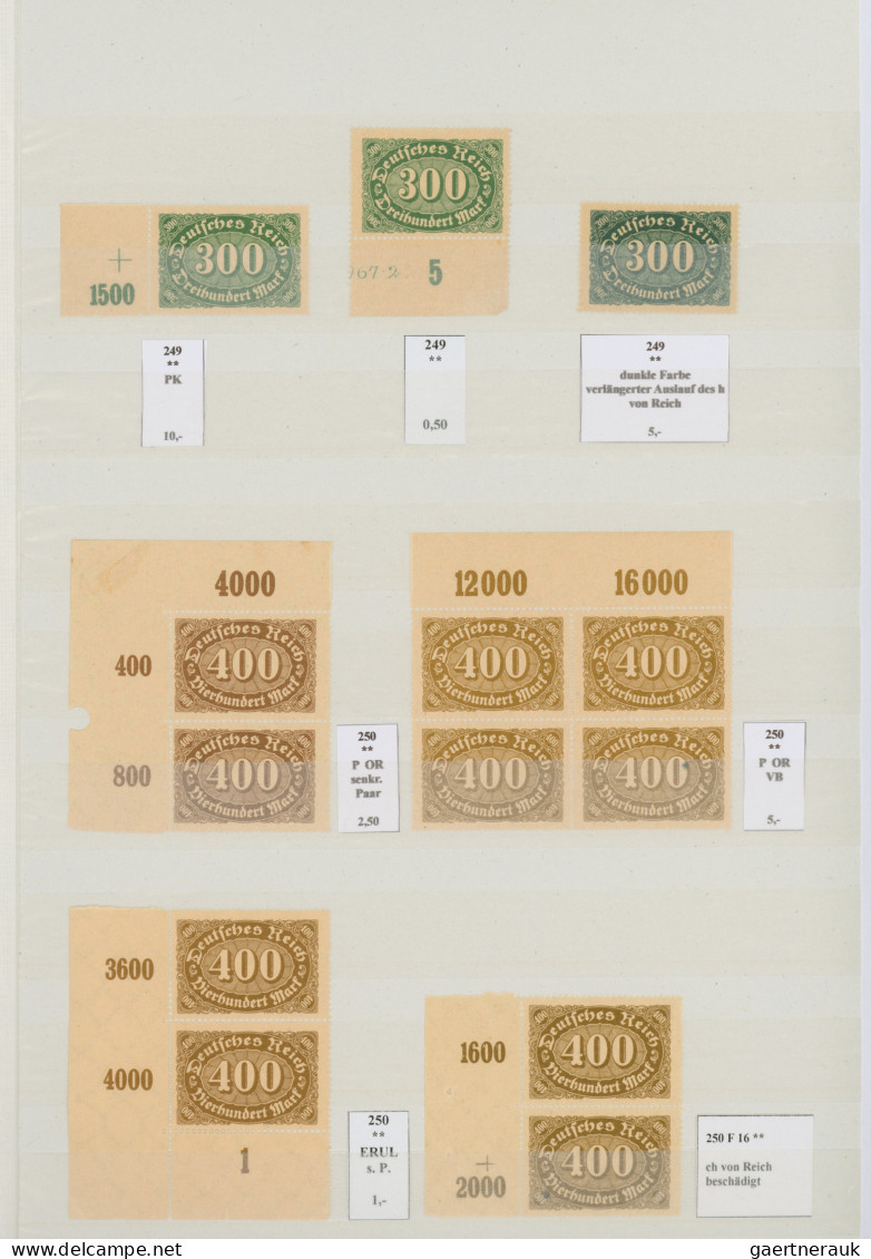 Deutsches Reich - Inflation: 1922/1923, Queroffset-Ausgaben, meist postfrische S