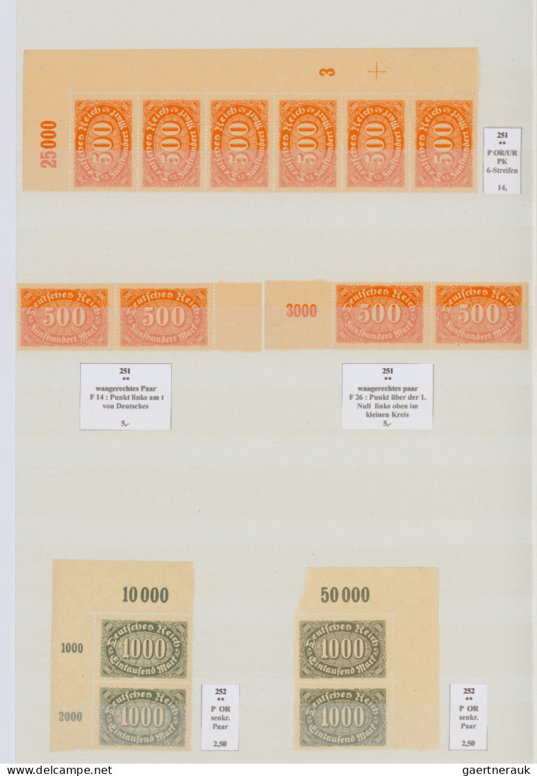 Deutsches Reich - Inflation: 1922/1923, Queroffset-Ausgaben, meist postfrische S