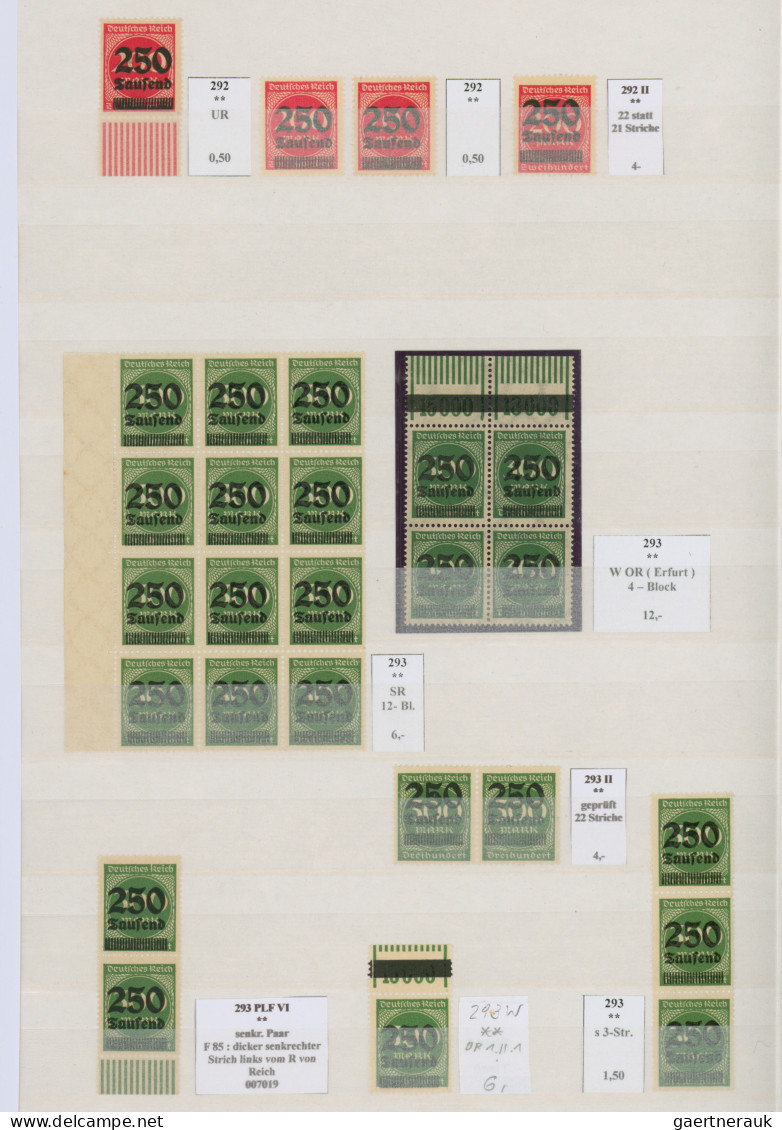 Deutsches Reich - Inflation: 1923, Aufdrucke, Vorwiegend Postfrische Spezialsamm - Collections