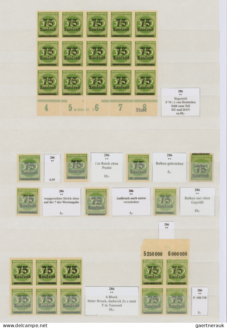 Deutsches Reich - Inflation: 1923, Aufdrucke, vorwiegend postfrische Spezialsamm