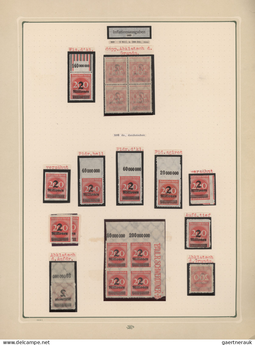 Deutsches Reich - Inflation: 1923, Aufdruckmarken Aug.-Sep., außergewöhnliche Sp