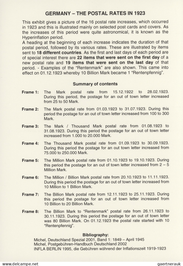 Deutsches Reich - Inflation: 1923: Spannende Ausstellungskollektion "Inflation/H - Collections
