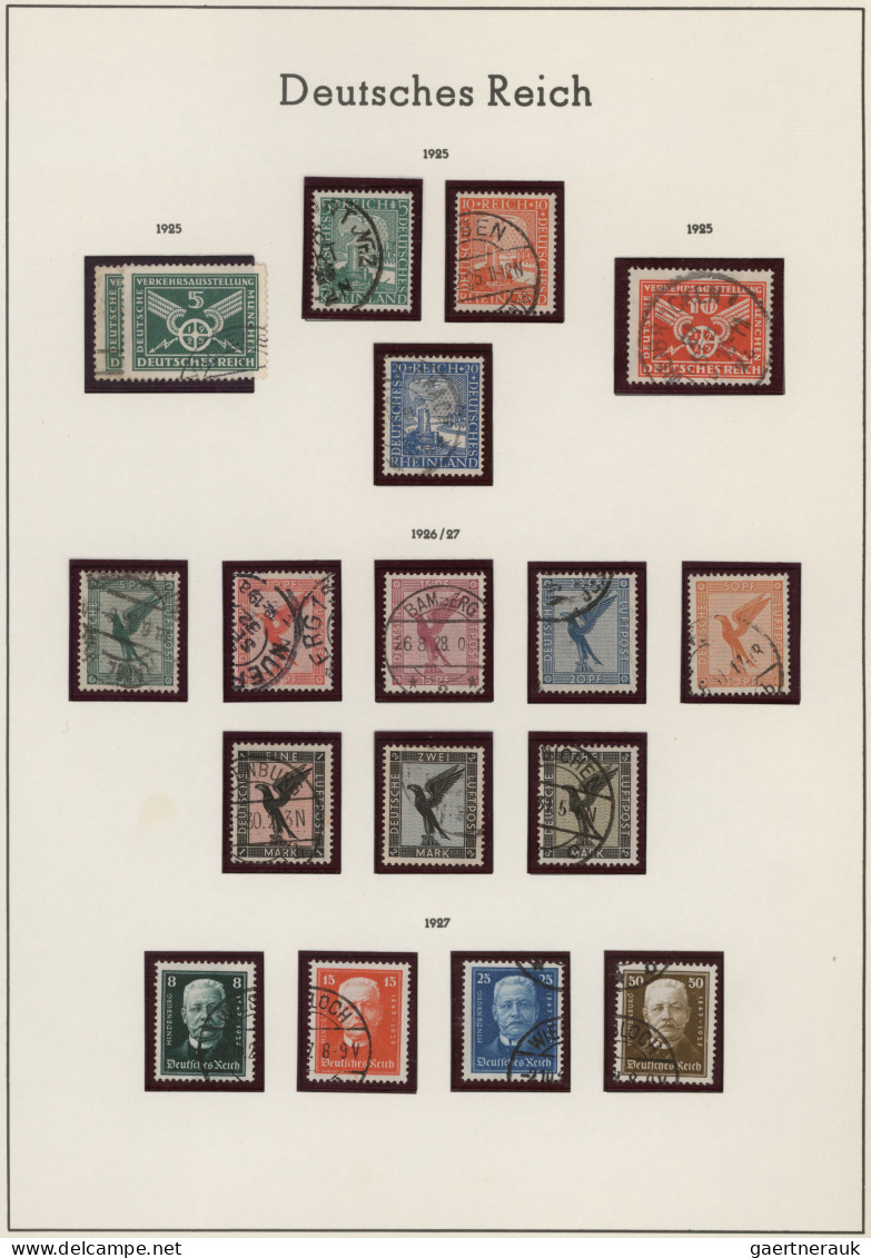 Deutsches Reich - Weimar: 1923/1932, Gestempelte Sammlung Auf Alben-Blättern, Bi - Collections