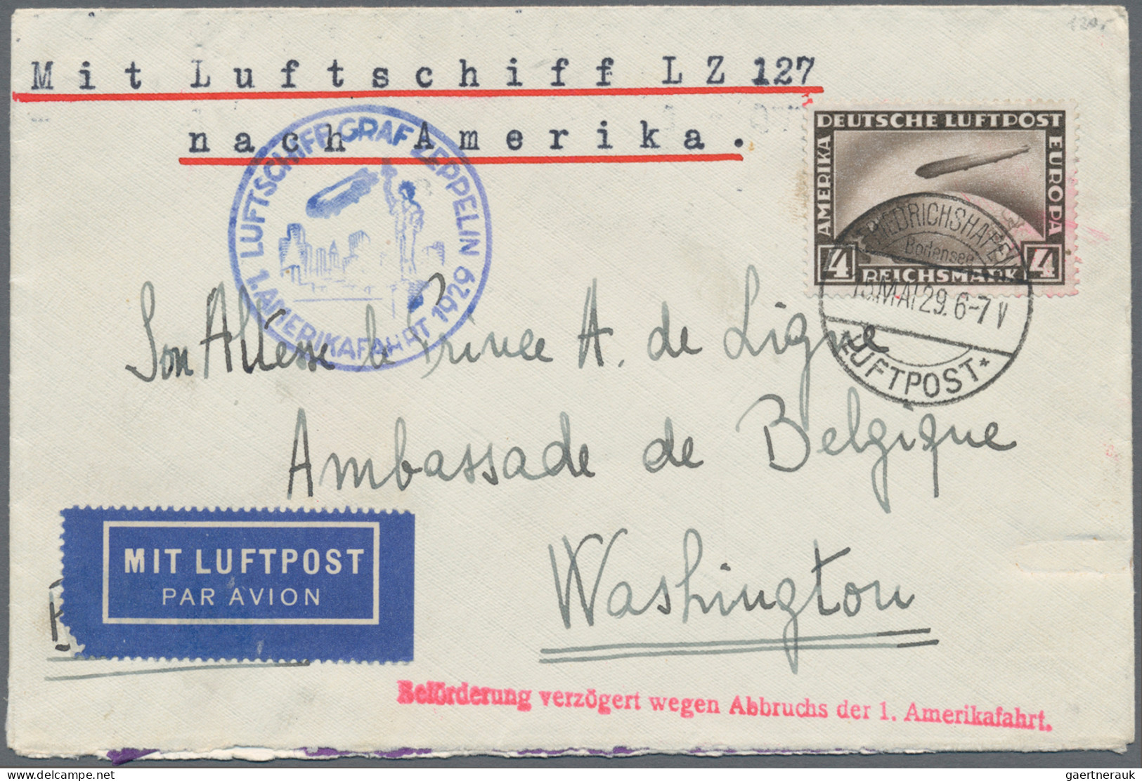 Deutsches Reich - Weimar: 1928/1936, Zeppelin/Flugpost, Partie Von Fünf Briefen/ - Colecciones