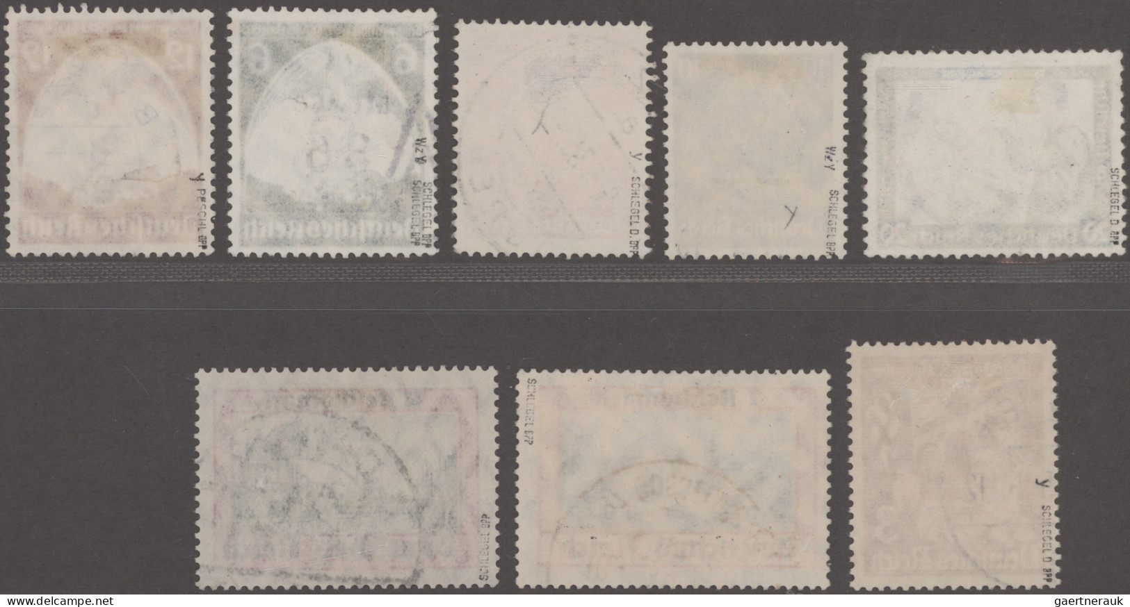 Deutsches Reich - 3. Reich: 1933/1939, Partie Von Acht Gestempelten Marken Mit M - Used Stamps