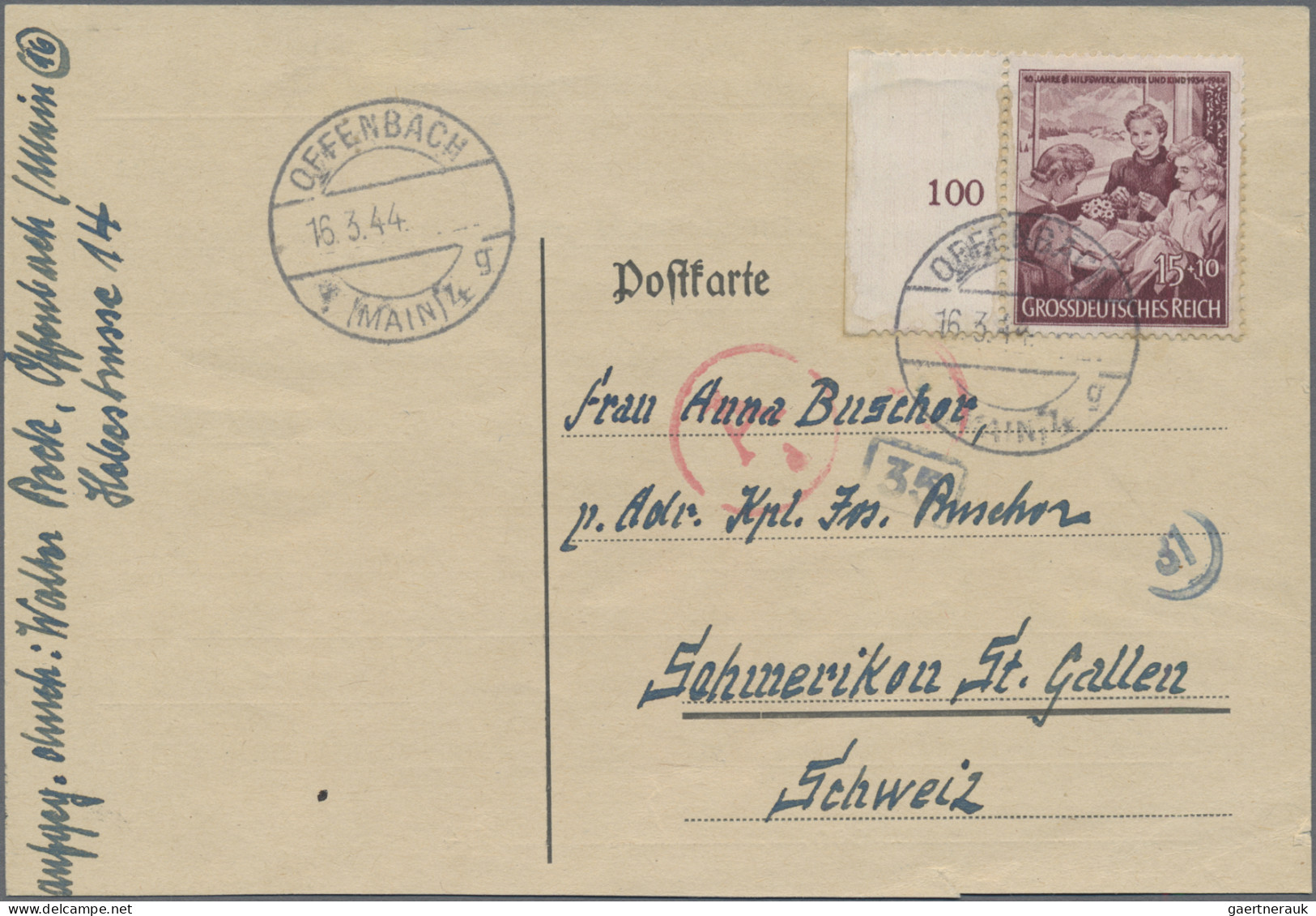 Deutsches Reich - 3. Reich: 1934/1944, Partie Von 14 Briefen Und Karten Mit Port - Covers & Documents