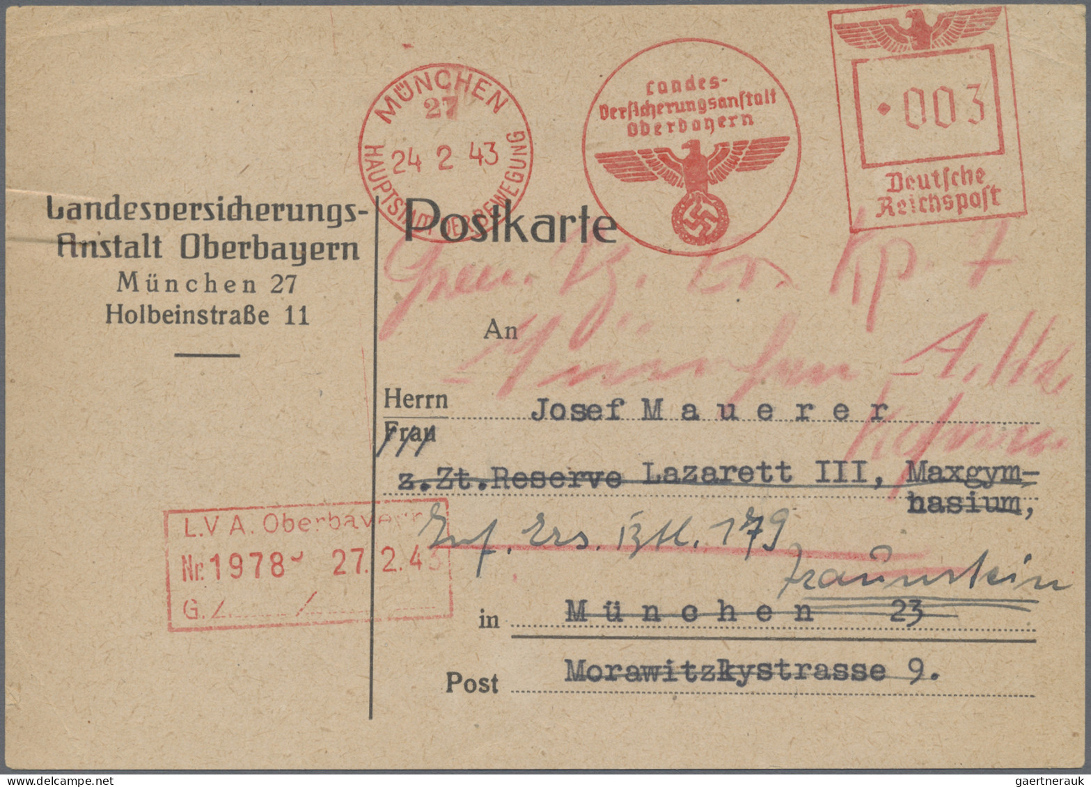 Deutsches Reich - 3. Reich: 1934/1944, Partie Von Ca. 50 Bedarfs-Karten/-Briefen - Briefe U. Dokumente