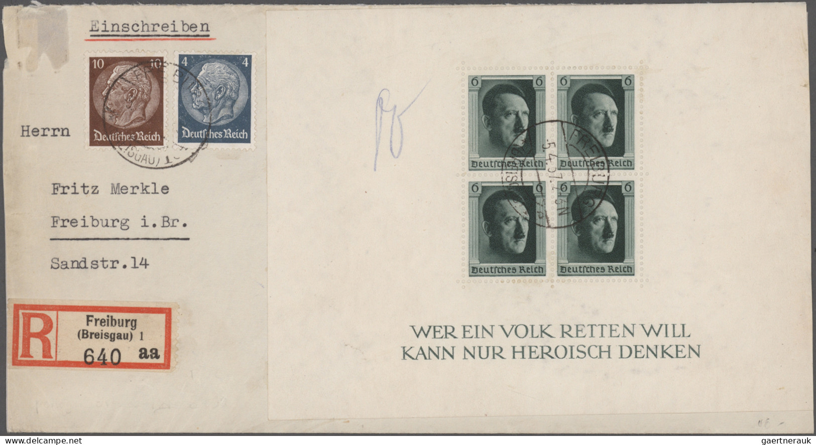 Deutsches Reich - 3. Reich: 1937, Hitler-Blocks, Partie Von Vier Briefen (umstän - Lettres & Documents