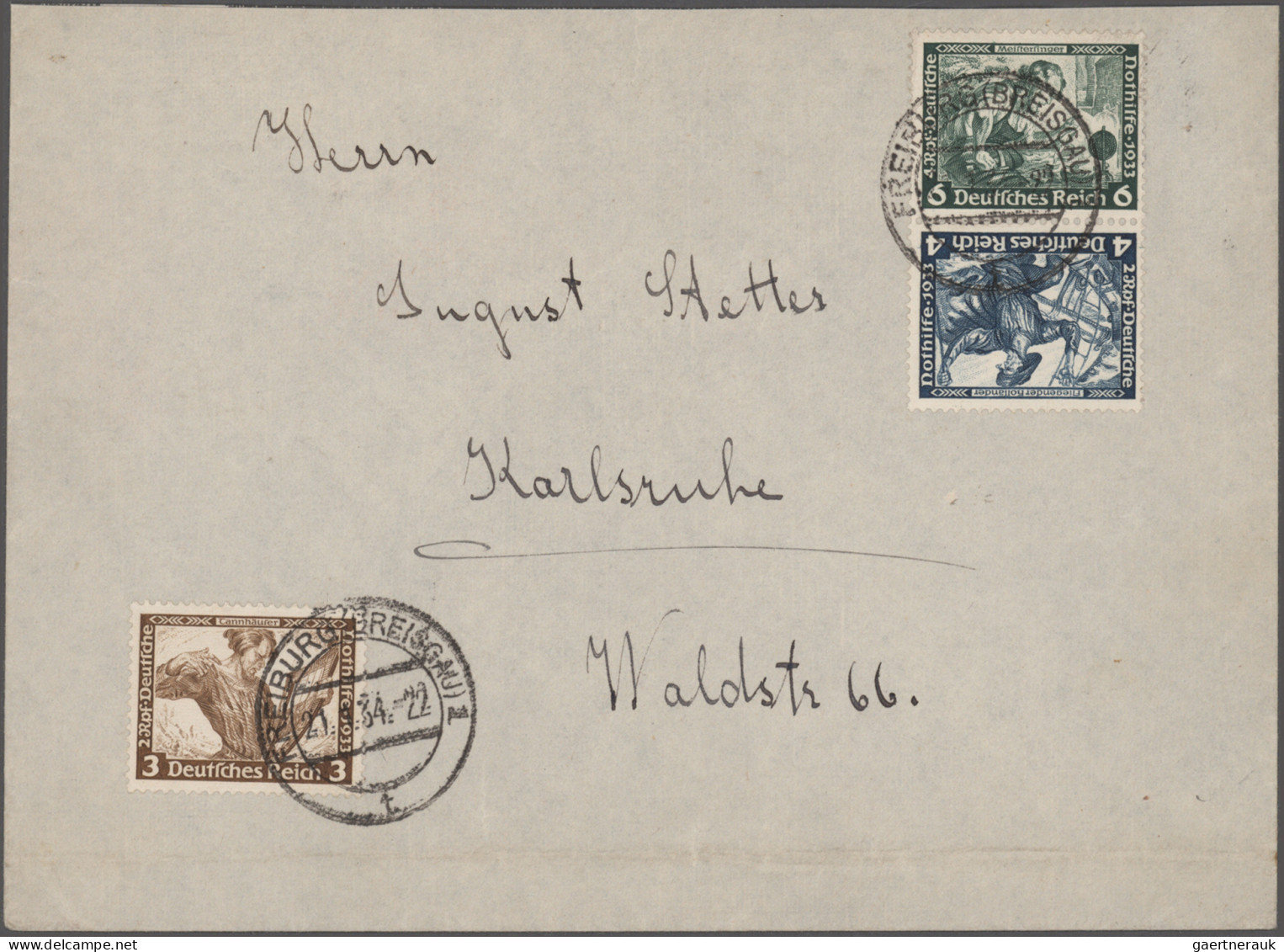 Deutsches Reich - Zusammendrucke: 1933, Wagner, Fünf Briefe Mit Attraktiven Fran - Se-Tenant