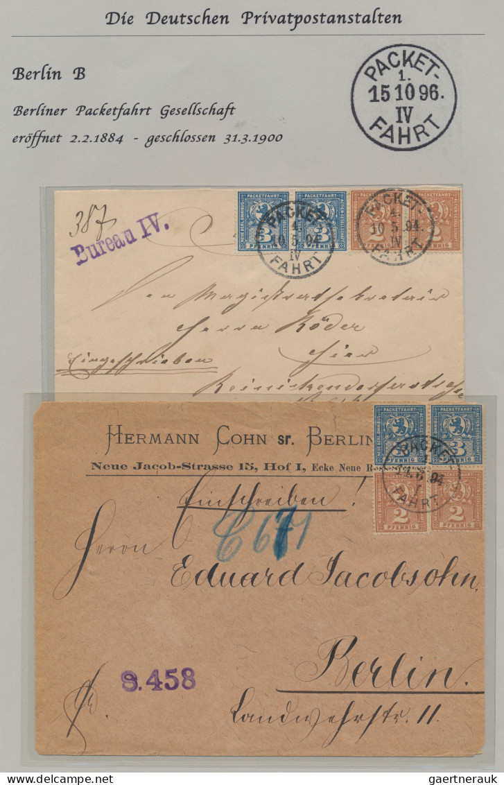 Deutsches Reich - Privatpost (Stadtpost): BERLIN/Briefexped./Packetfahrt, 1873/1 - Private & Lokale Post