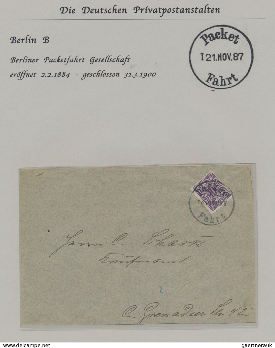 Deutsches Reich - Privatpost (Stadtpost): BERLIN/Briefexped./Packetfahrt, 1873/1 - Private & Lokale Post