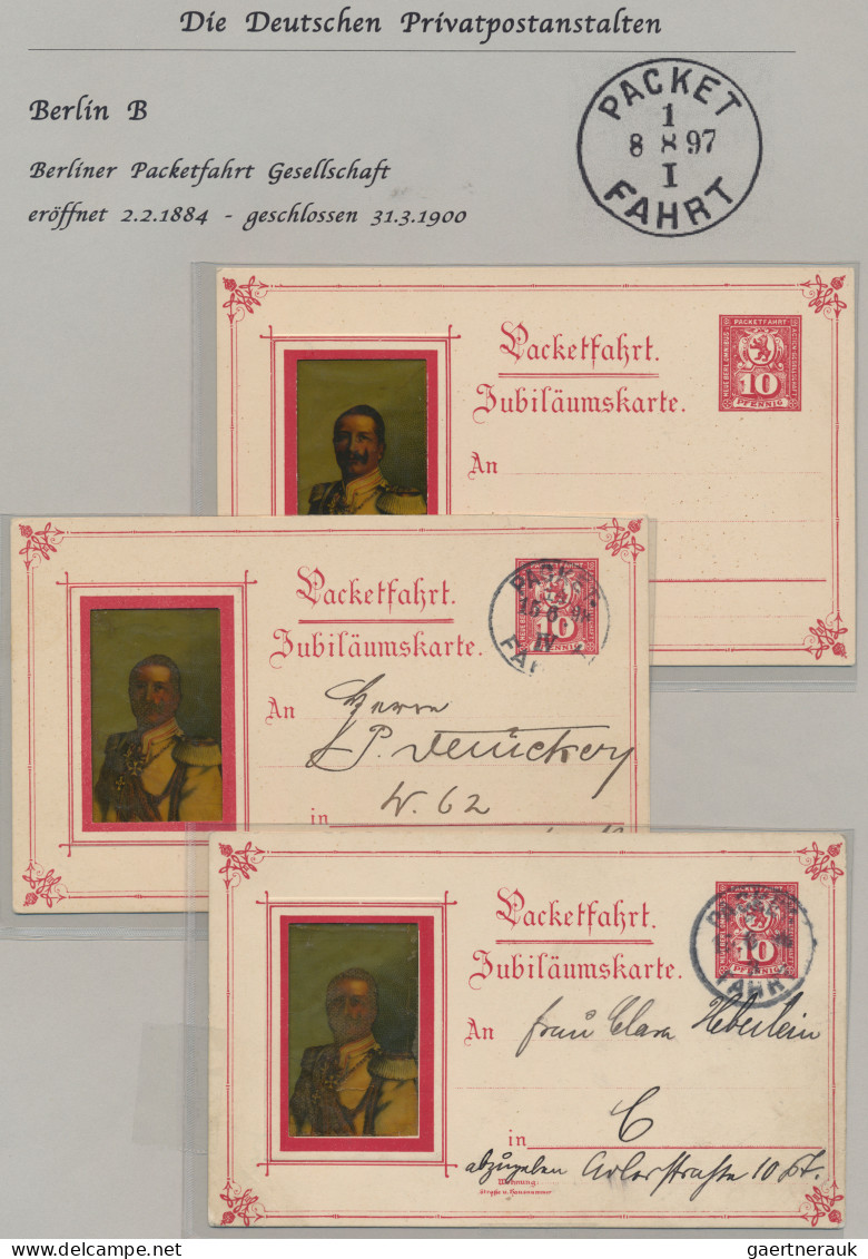 Deutsches Reich - Privatpost (Stadtpost): BERLIN/Briefexped./Packetfahrt, 1873/1