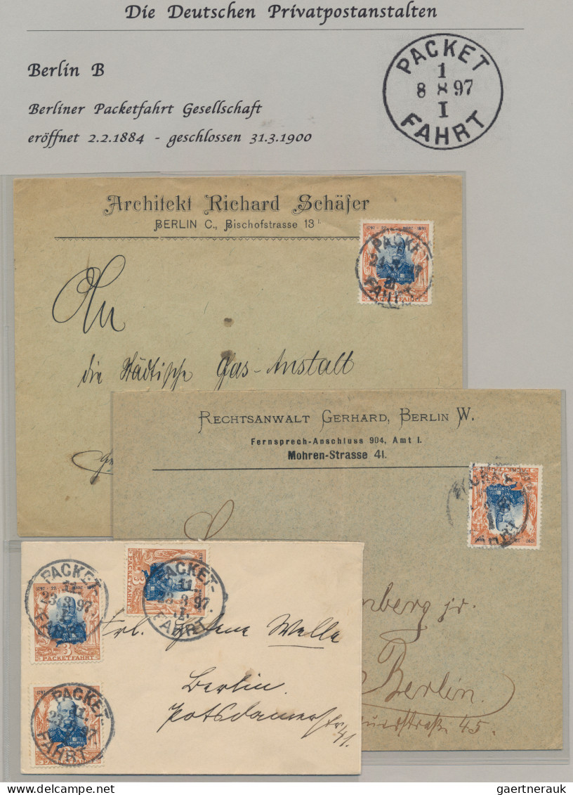 Deutsches Reich - Privatpost (Stadtpost): BERLIN/Briefexped./Packetfahrt, 1873/1