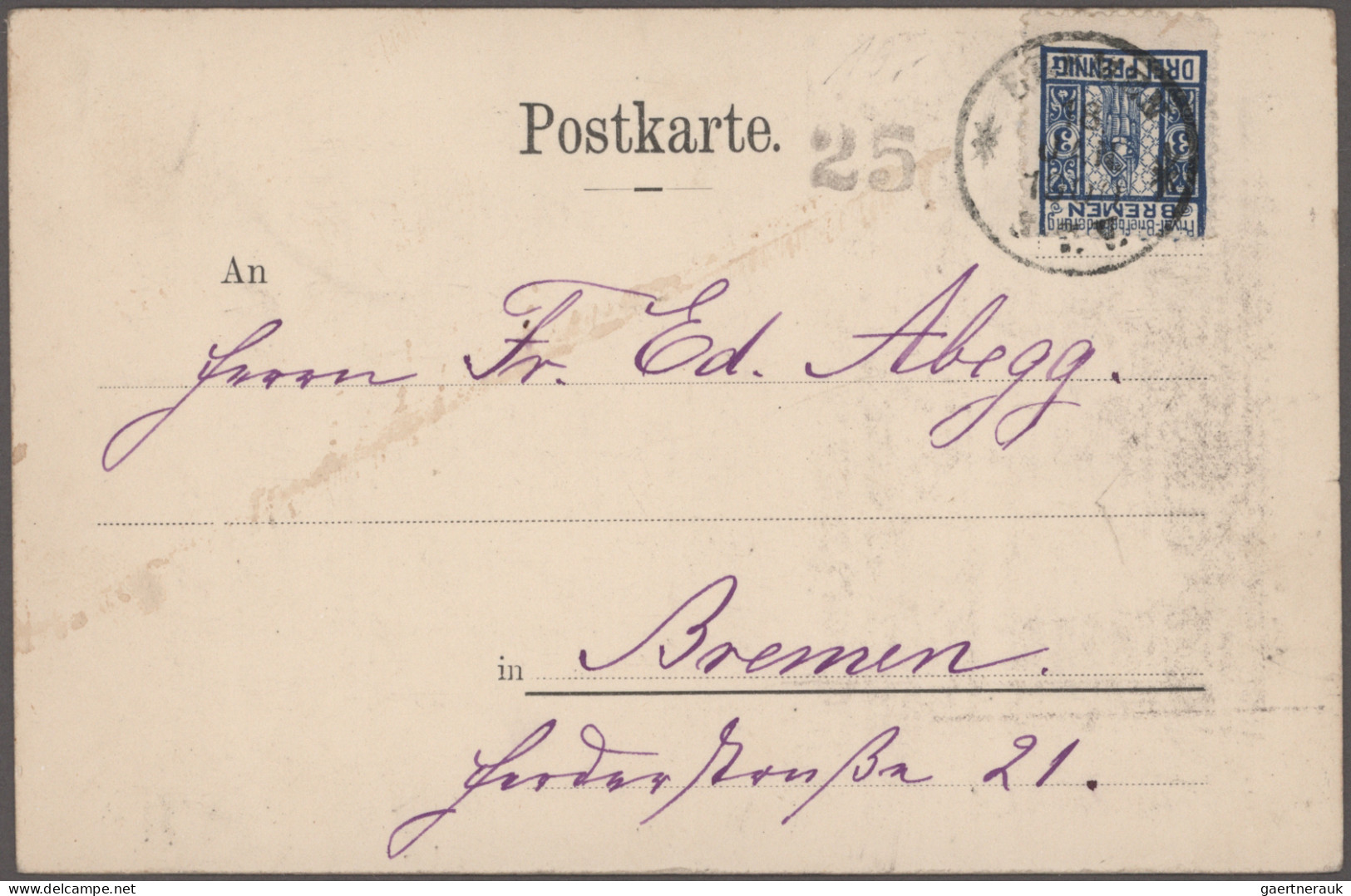 Deutsches Reich - Privatpost (Stadtpost): BREMEN/B,Posten Mit über 200 Dubletten - Correos Privados & Locales