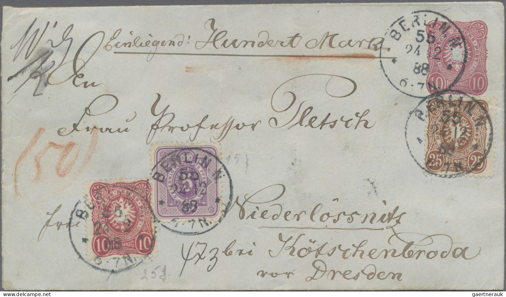 Deutsches Reich - Ganzsachen: 1883/1890, Ganzsachenumschlag 10 Pfg Rot, Lot Von - Other & Unclassified