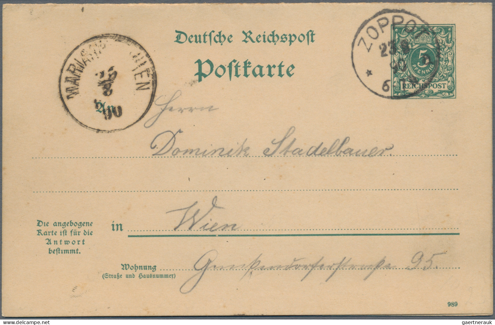 Deutsches Reich - Ganzsachen: 1890/1902, Krone/Adler, Partie von 19 gebrauchten