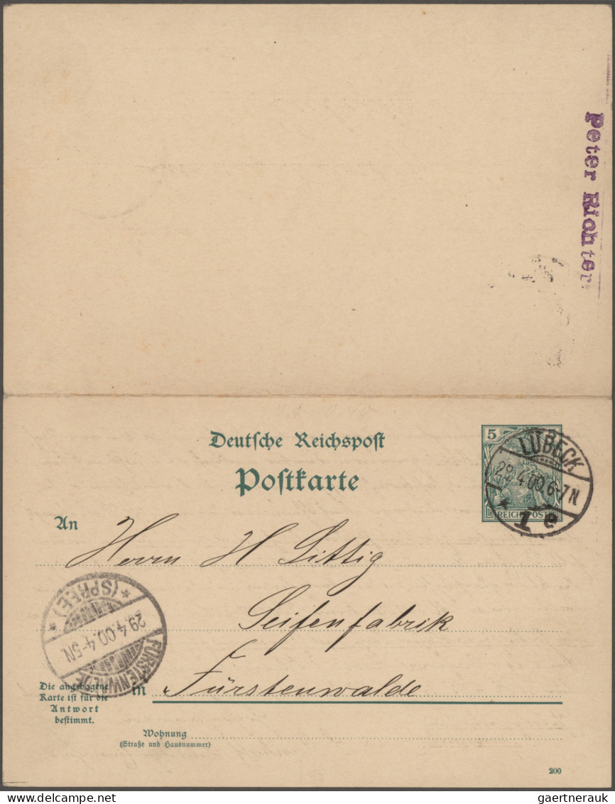 Deutsches Reich - Ganzsachen: 1900/1916, Lot Von Drei Gebrauchten Doppelkarten 5 - Autres & Non Classés