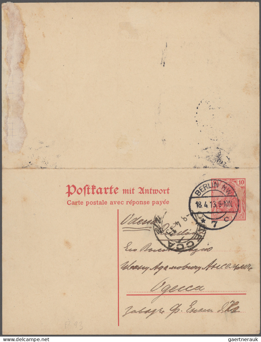 Deutsches Reich - Ganzsachen: 1902/1913, Lot Von Drei Gelaufenen Doppelkarten 10 - Other & Unclassified