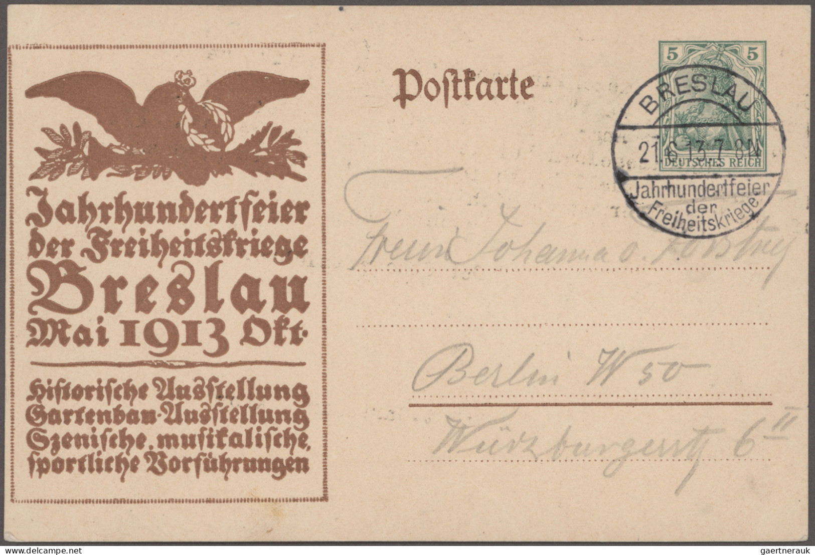 Deutsches Reich - Ganzsachen: 1913, Jahrhundertfeier Breslau, Partie Von Sechs G - Sonstige & Ohne Zuordnung