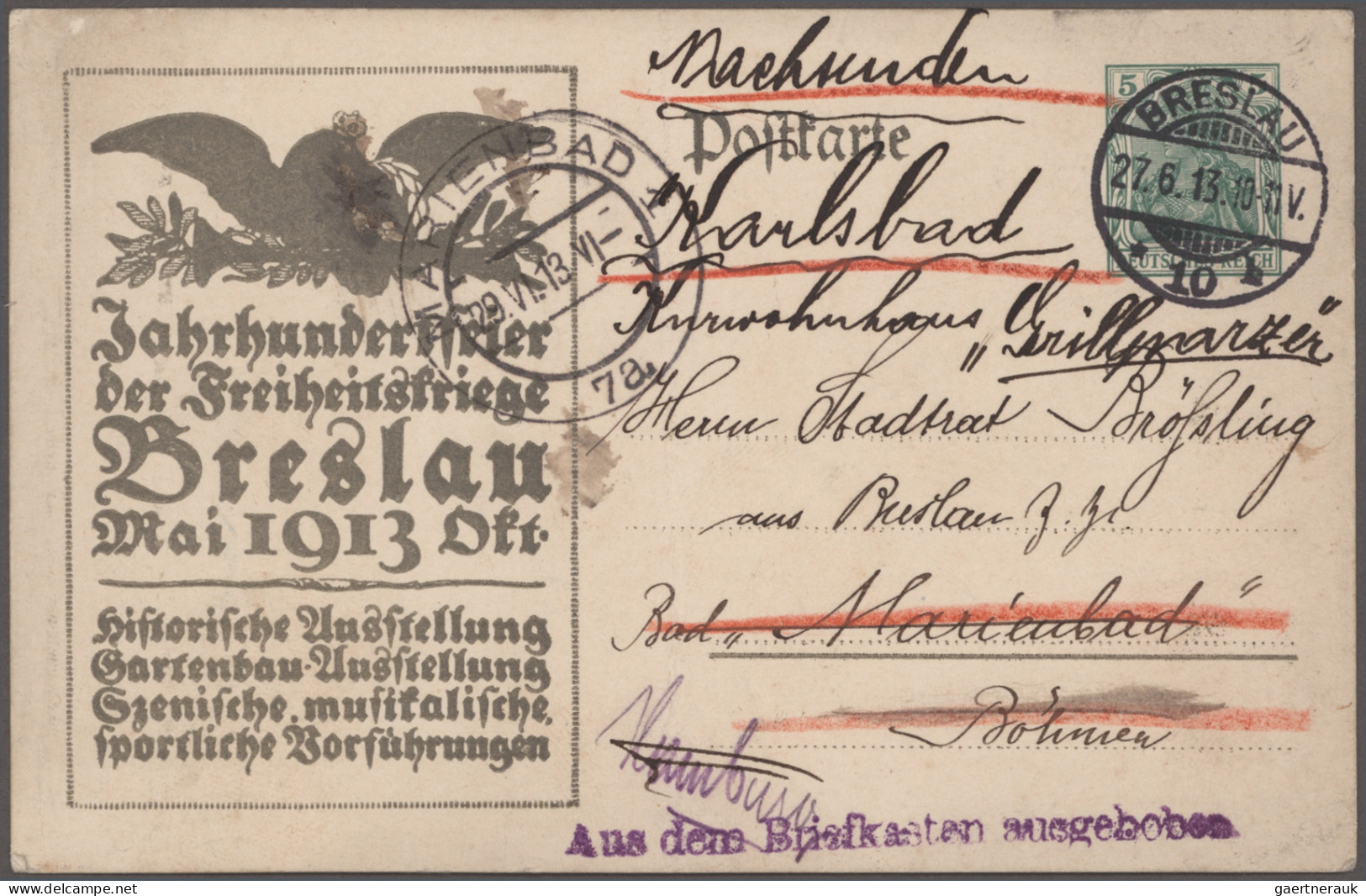 Deutsches Reich - Ganzsachen: 1913, Jahrhundertfeier Breslau, Partie Von Sechs G - Andere & Zonder Classificatie