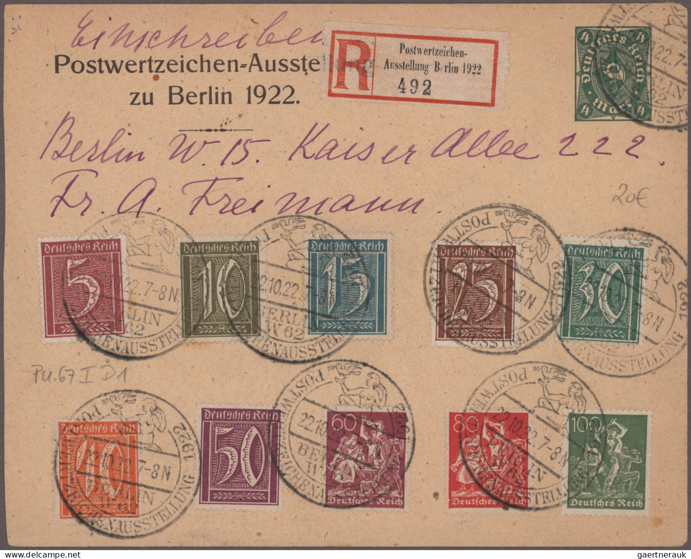 Deutsches Reich - Privatganzsachen: 1916/1923, Germania/Infla, Sammlung von 64 P