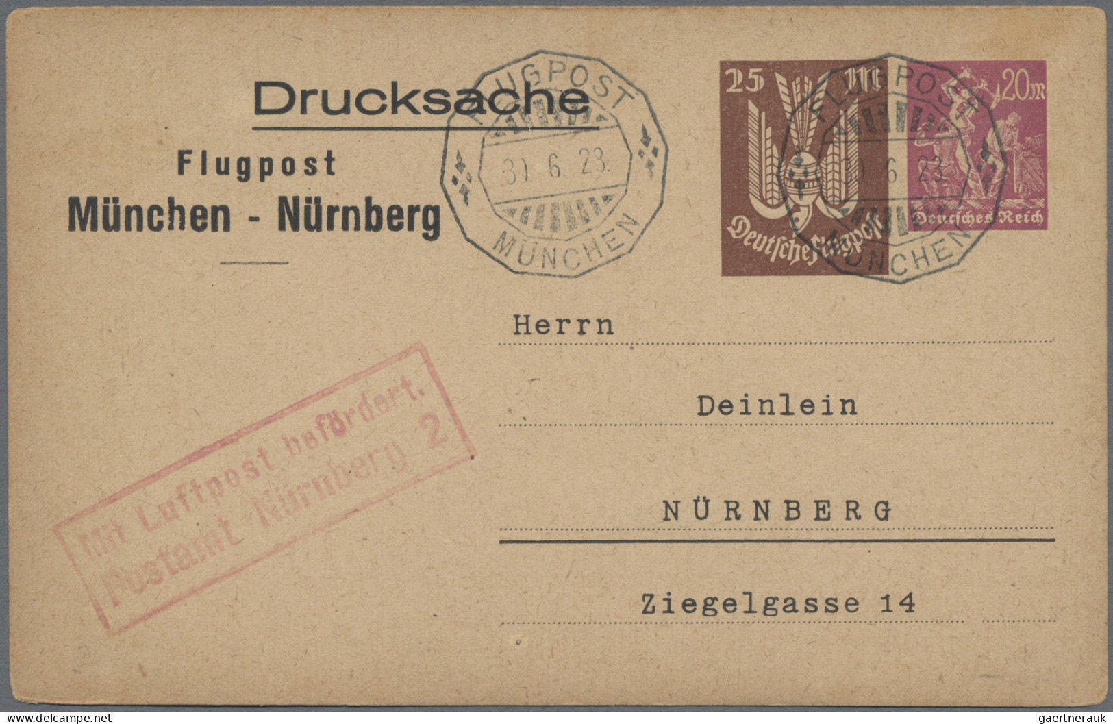 Deutsches Reich - Privatganzsachen: 1923, Luftpost-Privatganzsachenkarten Holzta - Other & Unclassified