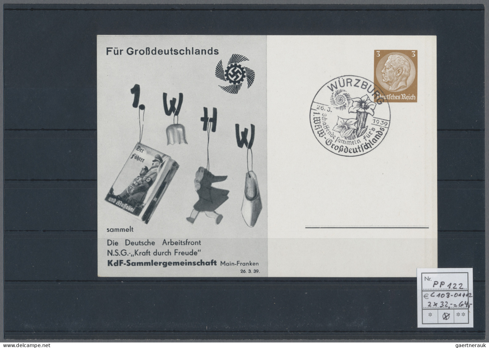 Deutsches Reich - Privatganzsachen: 1937/1939, Privatganzsachenkarte 3 Pfg. Hind - Otros & Sin Clasificación