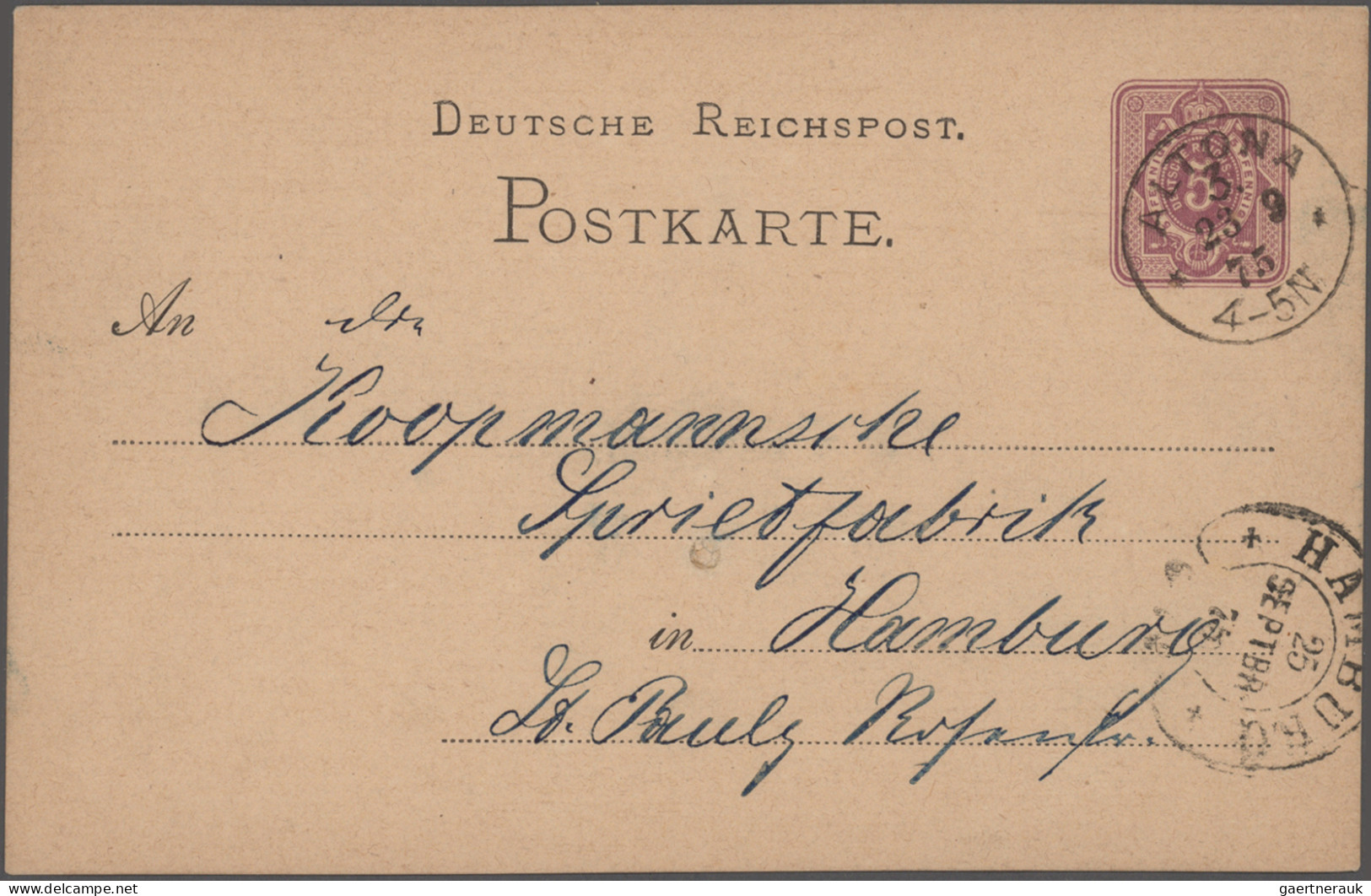 Deutsches Reich - Hufeisenstempel: 1874/1879, HAMBURG, Sieben Eingehende Karten - Máquinas Franqueo (EMA)